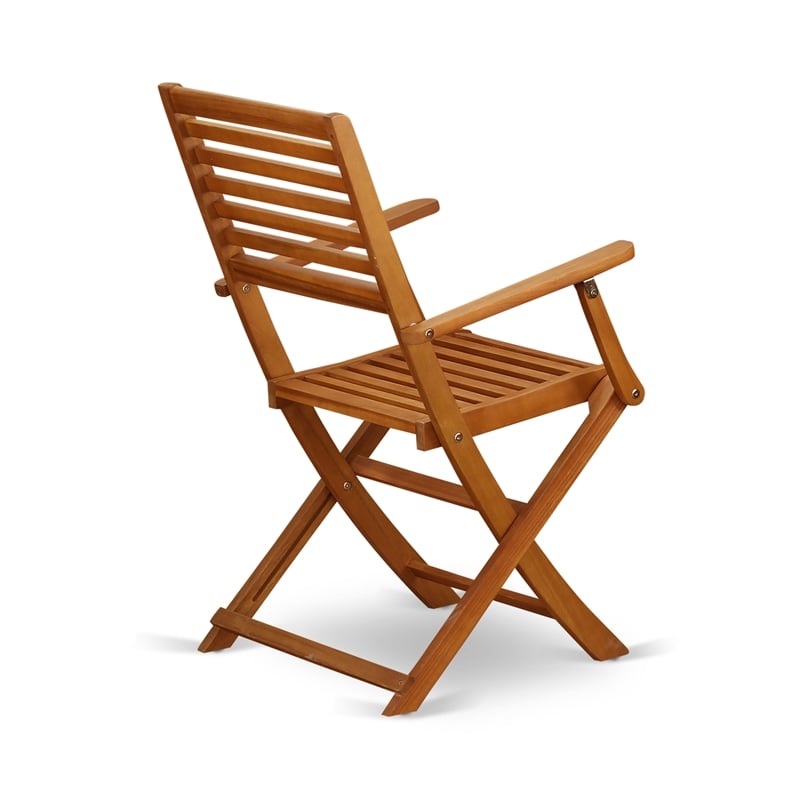 East West Furniture Wood Patio Table with 4 Lawn Armchairs- Natural Oil Finish