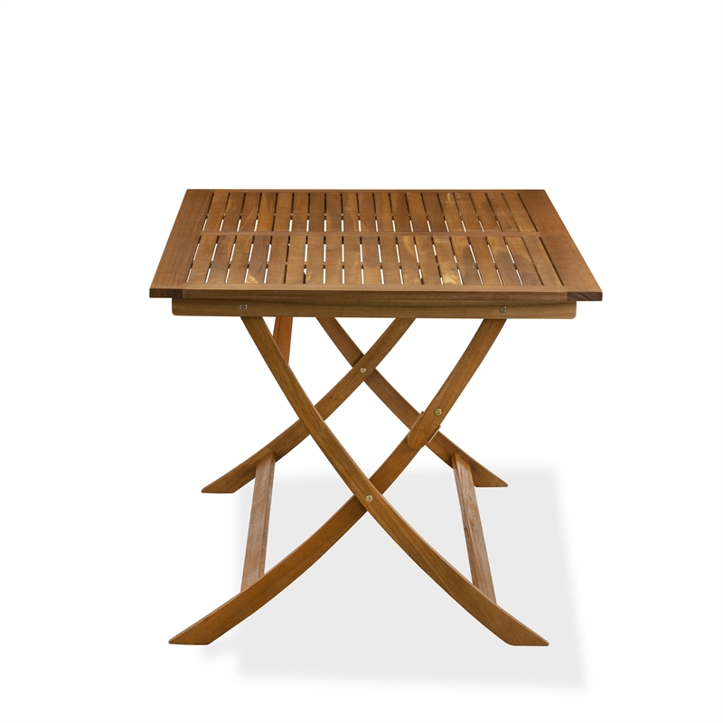 East West Furniture Wood Patio Table with 4 Lawn Armchairs- Natural Oil Finish