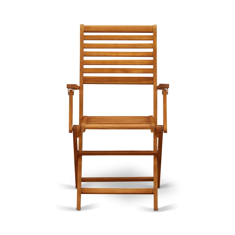 East West Furniture Wood Patio Table with 4 Lawn Armchairs- Natural Oil Finish