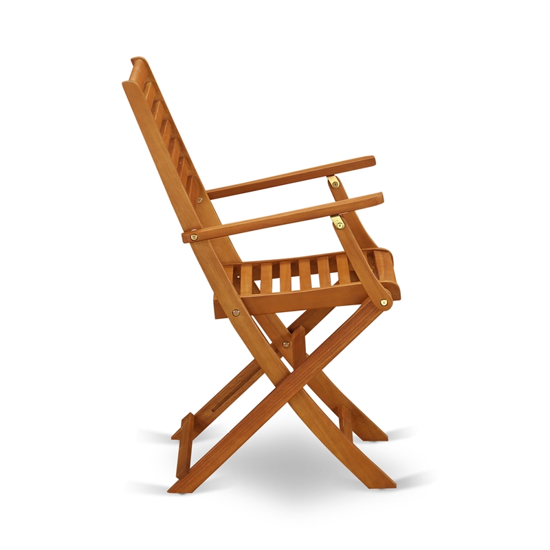 East West Furniture Wood Patio Table with 4 Lawn Armchairs- Natural Oil Finish