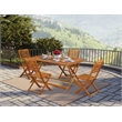 East West Furniture Bistro Table with 4 Arms Less Folding Chairs - Natural Oil