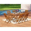 AECM7CWNA - Wooden Folding Table with 6 Arms Less Chairs- Natural Oil Finish