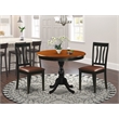 AMAN3-BCH-LC - Kitchen Table and 2 Faux Leather Kitchen Chairs - Black Finish