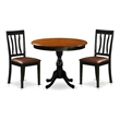 AMAN3-BCH-LC - Kitchen Table and 2 Faux Leather Kitchen Chairs - Black Finish