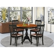 East West Furniture Dining Table and 4 Faux Leather Kitchen Chairs in Black