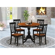 East West Furniture Dining Table and 4 Dining Chairs with Slatted Back in Black
