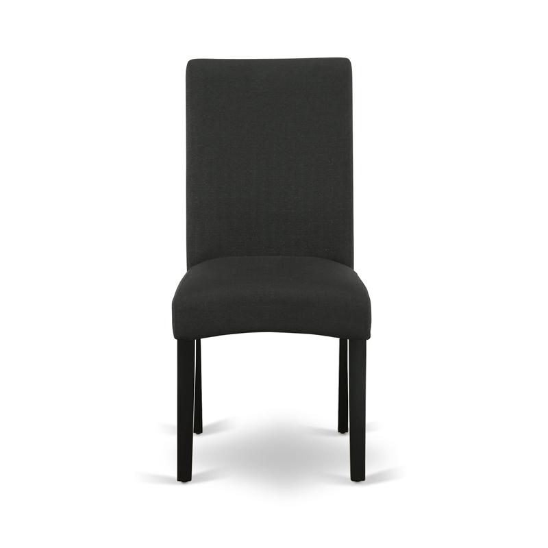 AMDR3-BCH-24 Round Dining Table and 2 Black Linen Fabric Chairs - Black Finish