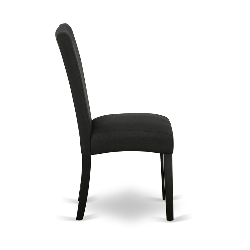 AMDR3-BCH-24 Round Dining Table and 2 Black Linen Fabric Chairs - Black Finish