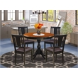 East West Furniture Dining Table and 4 Faux Leather Dining Chairs in Black