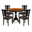 East West Furniture Dining Table and 4 Faux Leather Dining Chairs in Black