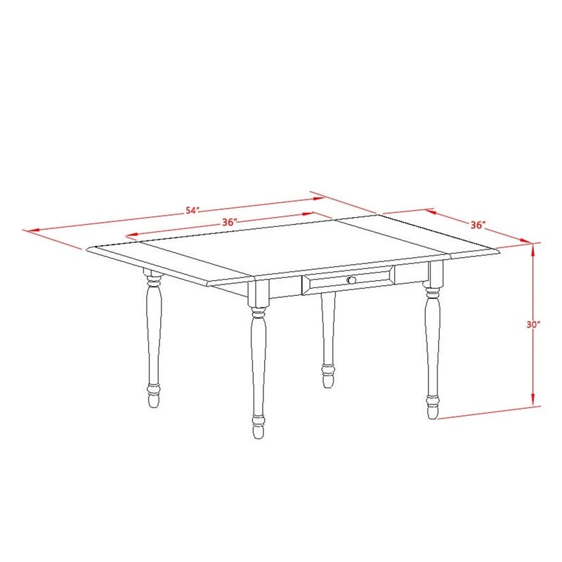 MZPV3-BCH-W - Dinner Table and 3 Wooden Dining Chairs (Black & Cherry Finish)