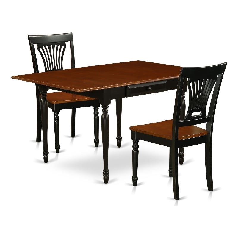 MZPV3-BCH-W - Dinner Table and 3 Wooden Dining Chairs (Black & Cherry Finish)