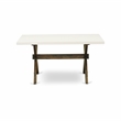 East West Furniture Dining Table and 4 Light Beige Chairs in Distressed Jacobean