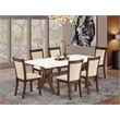 X727MZN32-7 Dining Table and 6 Light Beige Chairs - Distressed Jacobean Finish