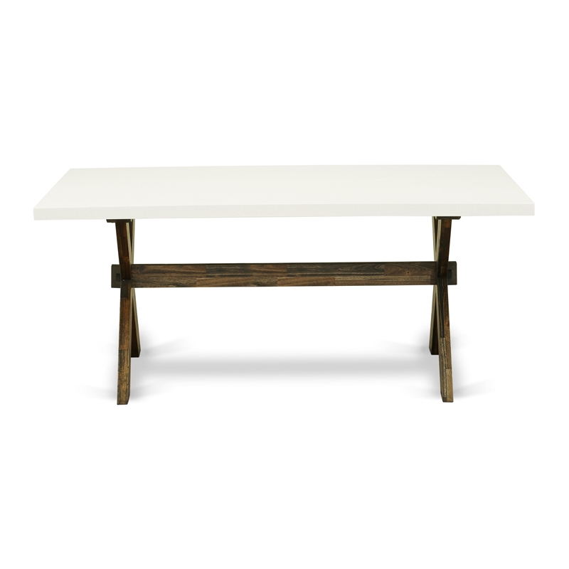 X727MZN32-7 Dining Table and 6 Light Beige Chairs - Distressed Jacobean Finish