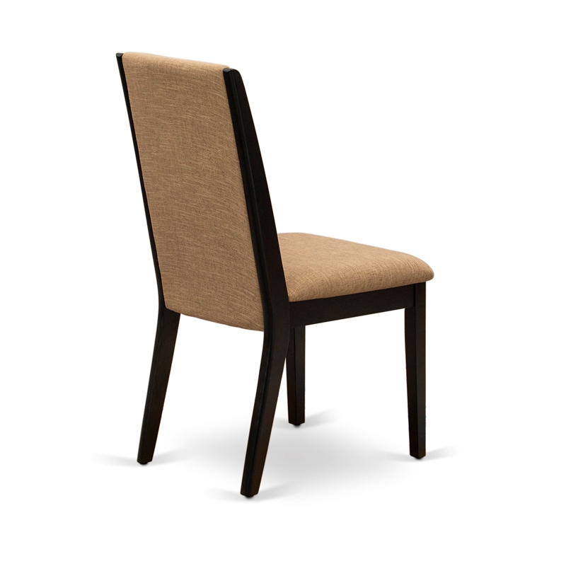 AMLA3-BCH-47 Dining Table and 2 Light Sable Linen Fabric Chairs - Black Finish