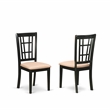 AMNI3-BCH-C - Kitchen Table and 2 Linen Fabric Chairs - Black Finish