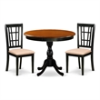 AMNI3-BCH-C - Kitchen Table and 2 Linen Fabric Chairs - Black Finish
