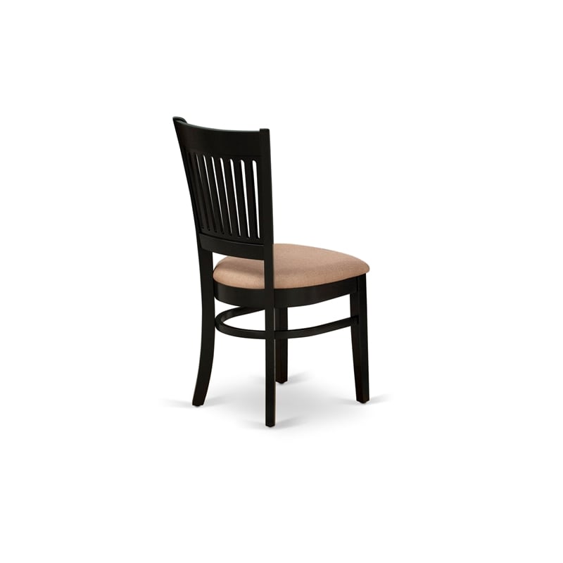 East West Furniture Dinner Table and 4 Linen Fabric Kitchen Chairs in Black