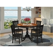 East West Furniture Kitchen Table and 4 Slatted Back Dining Chairs  in Black
