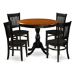 East West Furniture Kitchen Table and 4 Slatted Back Dining Chairs  in Black