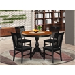 East West Furniture Kitchen Table and 4 Slatted Back Dining Chairs in Black
