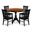 East West Furniture Kitchen Table and 4 Slatted Back Dining Chairs in Black