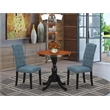ESCE3-BCH-21 - Kitchen Table and 2 Modern Linen Fabric Chairs - Black Finish