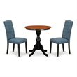 ESCE3-BCH-21 - Kitchen Table and 2 Modern Linen Fabric Chairs - Black Finish