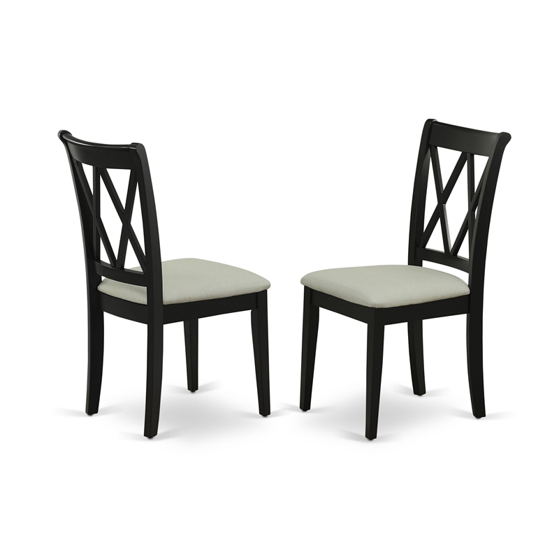ESCL3-BCH-C - Dining Table and 2 Double X Back Dining Chairs - Black Finish
