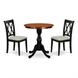 ESCL3-BCH-C - Dining Table and 2 Double X Back Dining Chairs - Black Finish