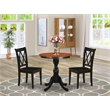 ESCL3-BCH-W- Kitchen Table and 2 Wood Chairs with Double X Back - Black Finish.
