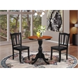 ESDL3-BCH-W- Dining Table and 2 Kitchen Chairs with Slatted Back - Black Finish
