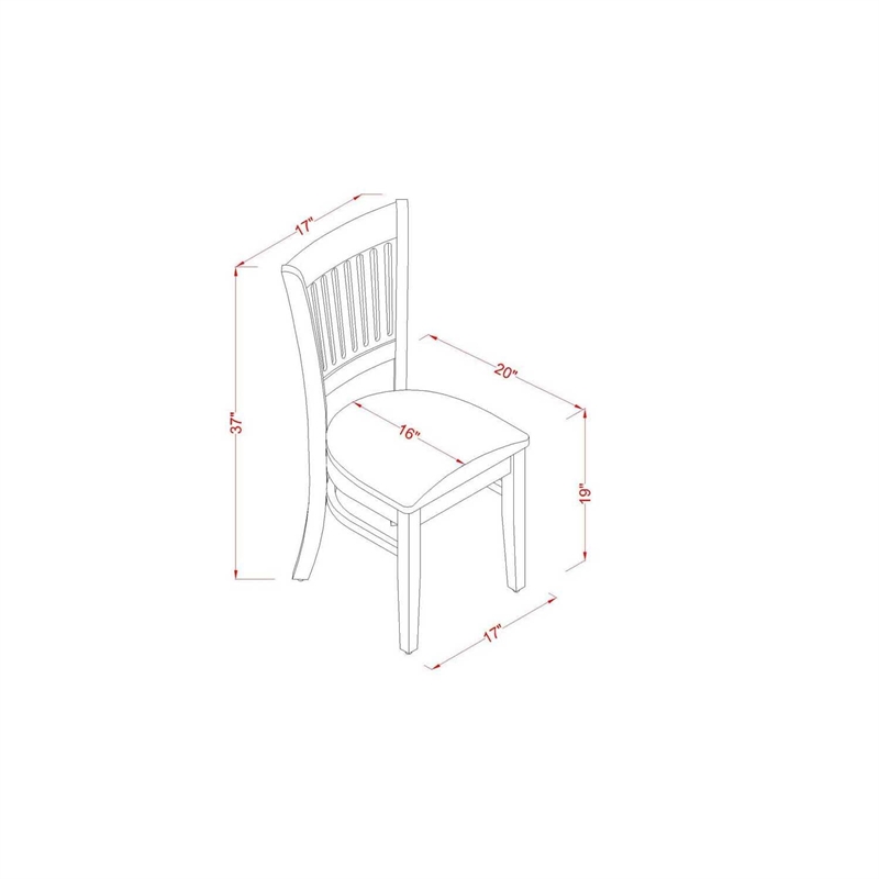 ESNF3-BCH-W- Dinner Table and 2 Wood Chairs with Slatted Back - Black Finish