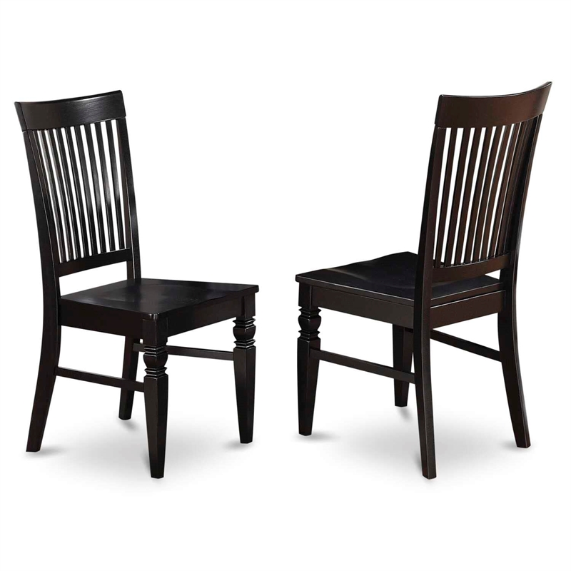 ESNI3-BCH-C- Wood Table and 2  Slatted Back Linen Fabric Chairs - Black Finish