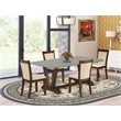 V797MZN32-5 Dining Table and 4 Light Beige Chairs - Distressed Jacobean Finish