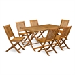 AEDK7CWNA - Patio Table with 6 Folding Patio Chair- Natural Oil Finish