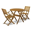 MNBS3CANA - Bistro Table and 2 Folding Dining Chairs - Natural Oil Finish