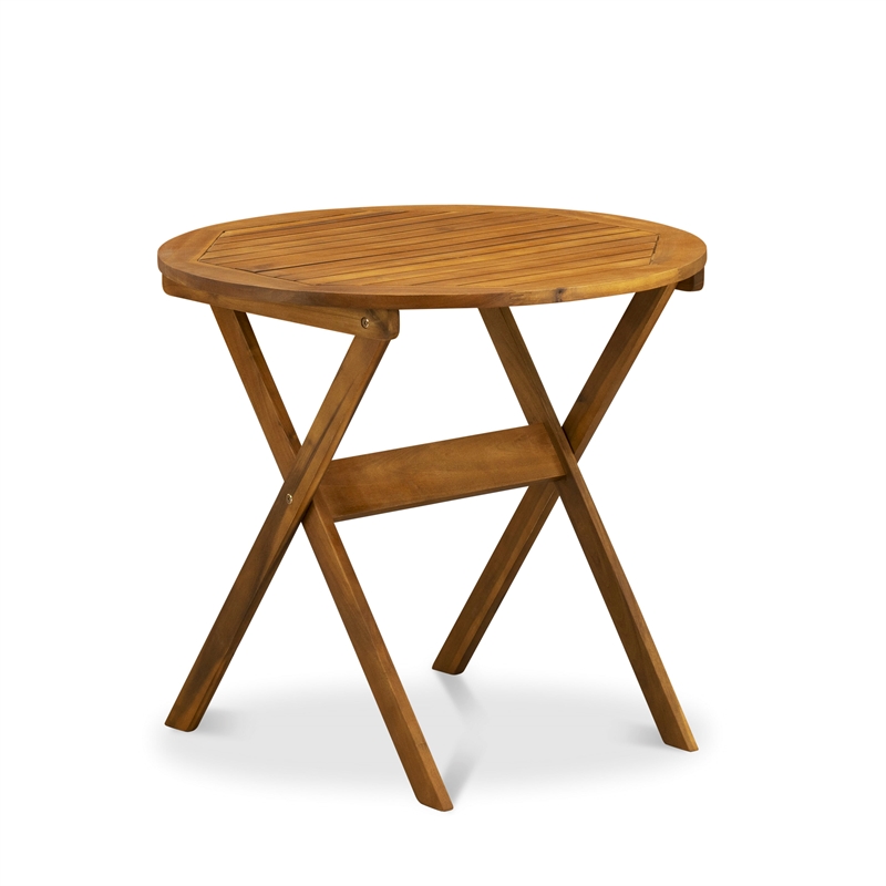 MNBS3CWNA - Folding Patio Table and 2 Outdoor Chairs - Natural Oil Finish