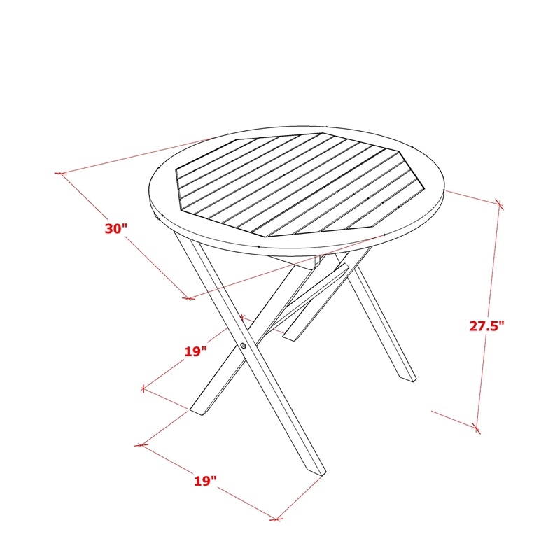 MNBS3CWNA - Folding Patio Table and 2 Outdoor Chairs - Natural Oil Finish
