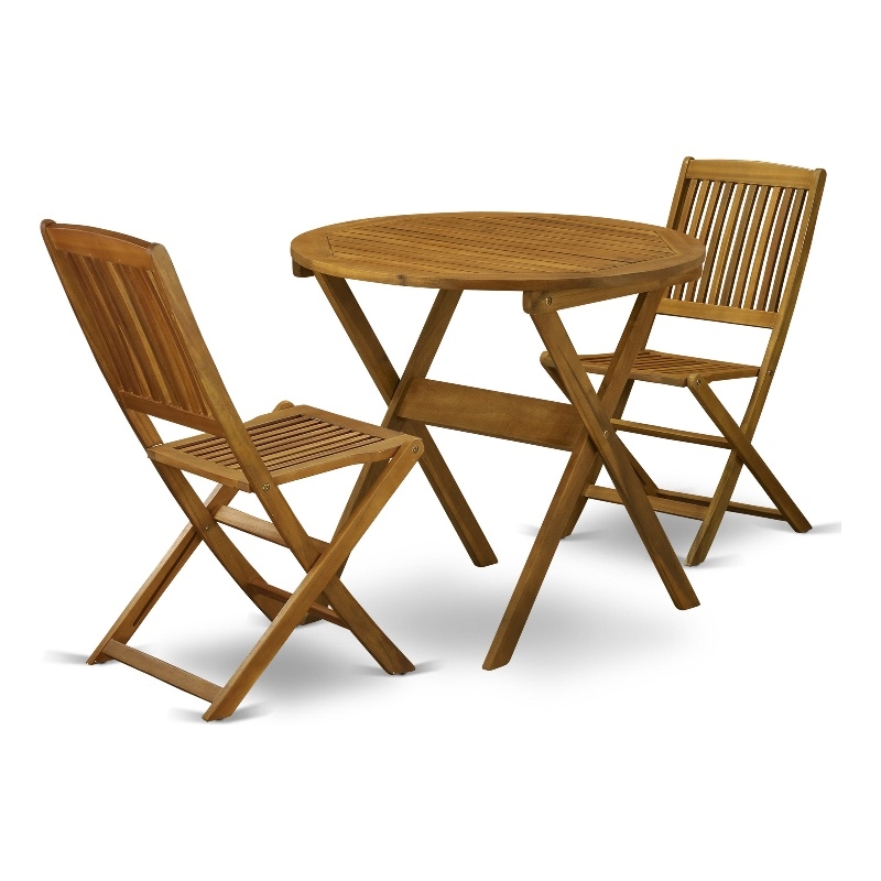 MNCM3CWNA - Dining Table and 2 Foldable Side Chairs - Natural Oil Finish