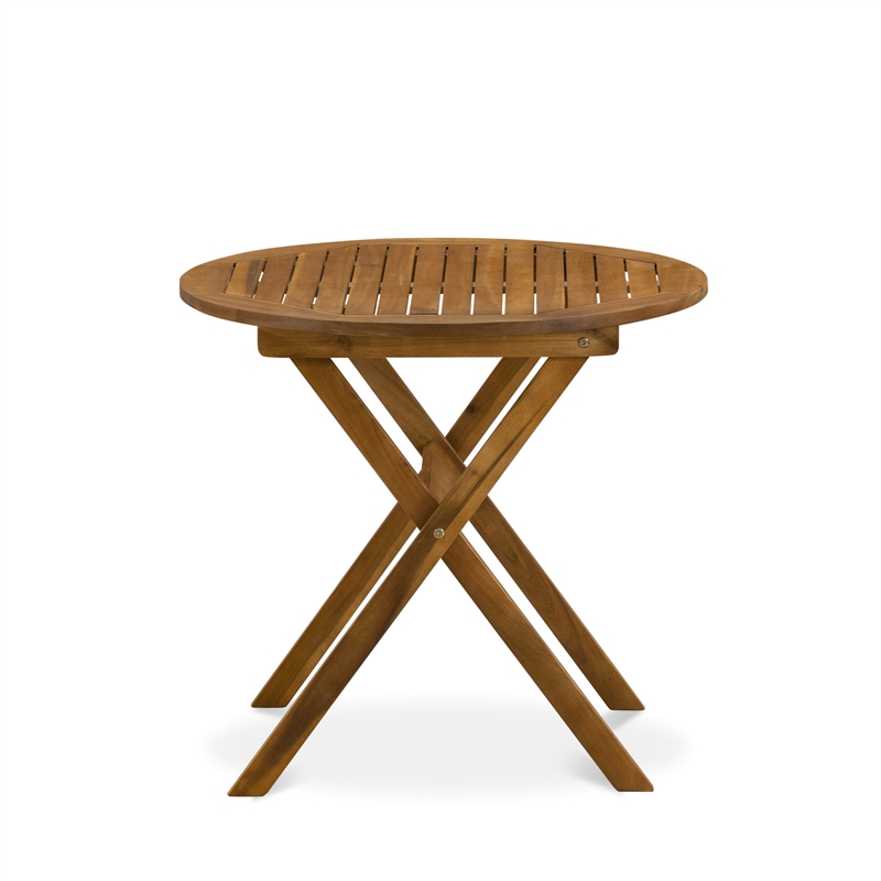 MNDK3CWNA - Wooden Table and 2 Folding Patio Chairs - Natural Oil Finish