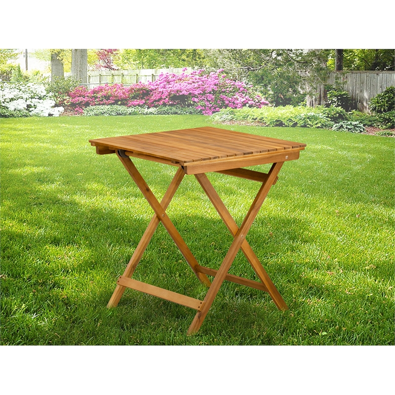 East West Furniture Selma Square Acacia Wood Outdoor Table in Natural Oil finish