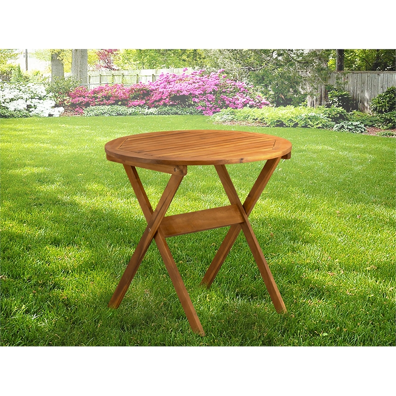 East West Furniture Marion Round Acacia Wood Table in Natural Oil finish