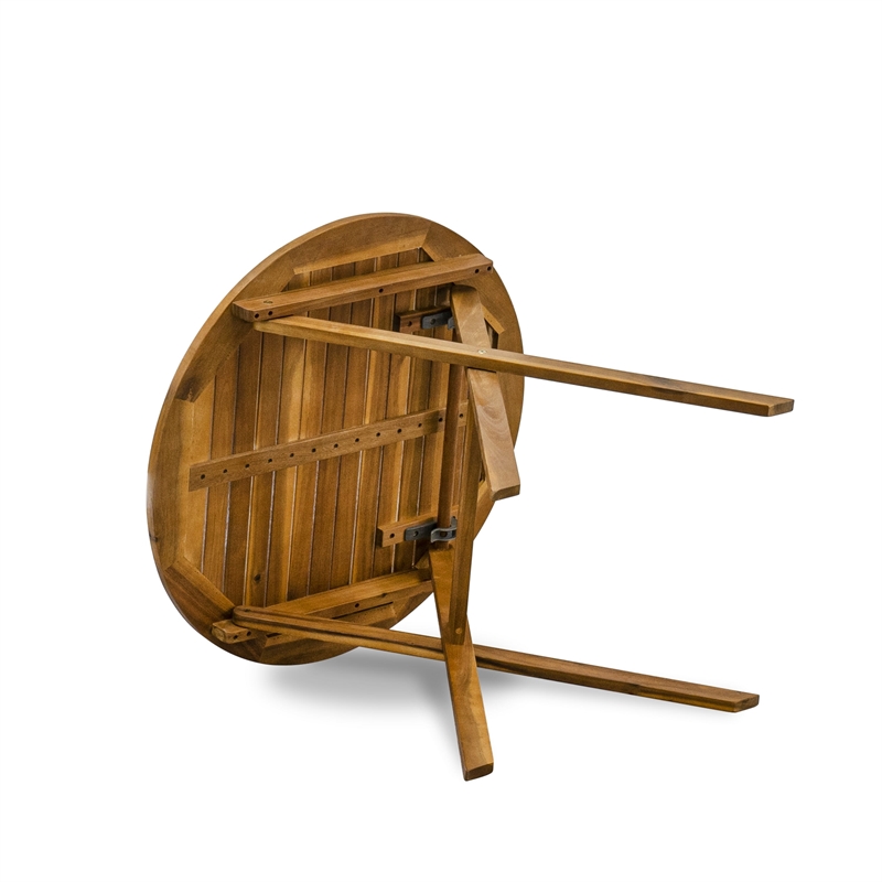 East West Furniture Marion Round Acacia Wood Table in Natural Oil finish