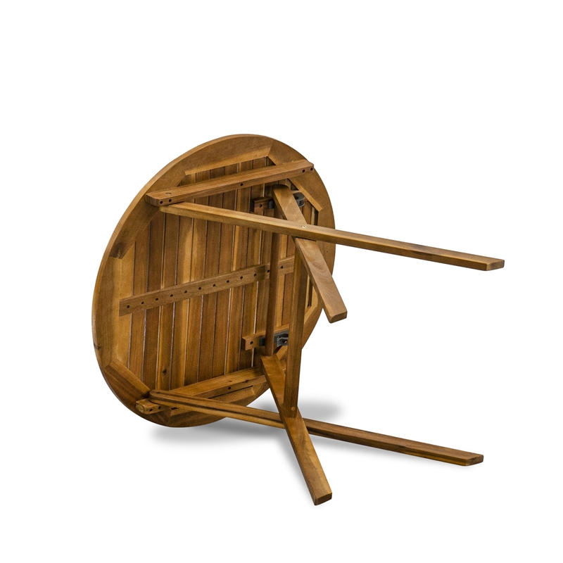 East West Furniture Marion Round Acacia Wood Table in Natural Oil finish