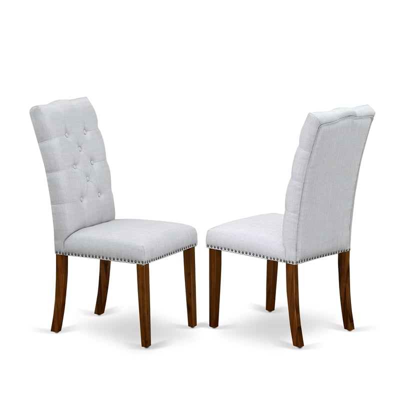 East West Furniture Dining Table and 10 Gray Modern Chair in Antique Walnut