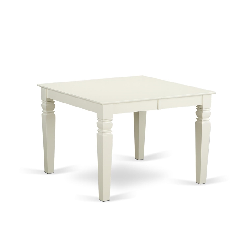 East West Furniture Dining Table and 4 Wooden Chair in 1 Bench in Linen White