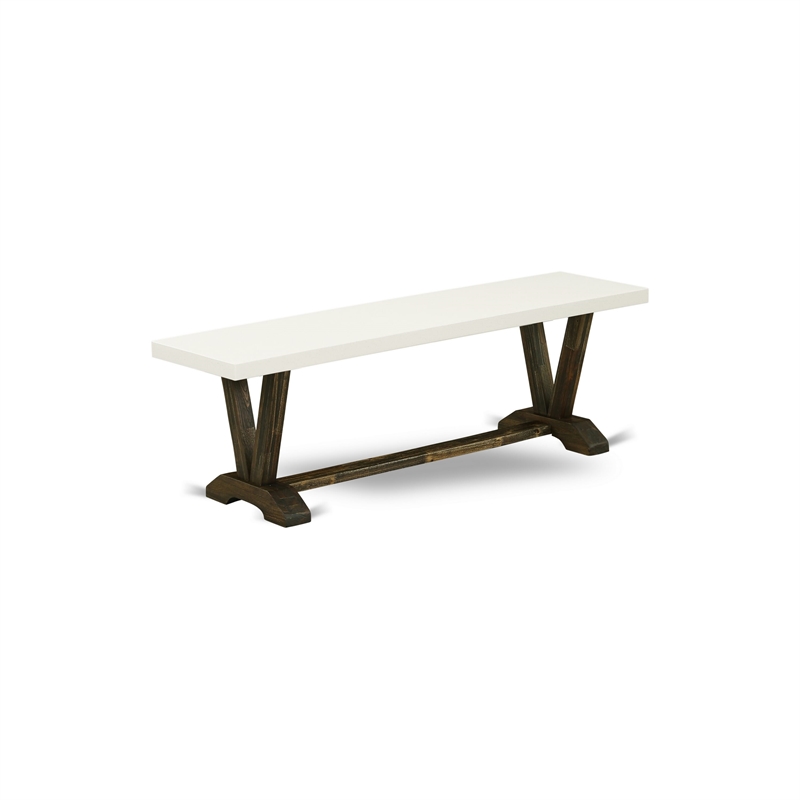 East West Furniture Table/4 Light Beige Chair/1 Bench in Distressed Jacobean
