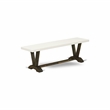 East West Furniture Table/4 Light Beige Chair/1 Bench in Distressed Jacobean